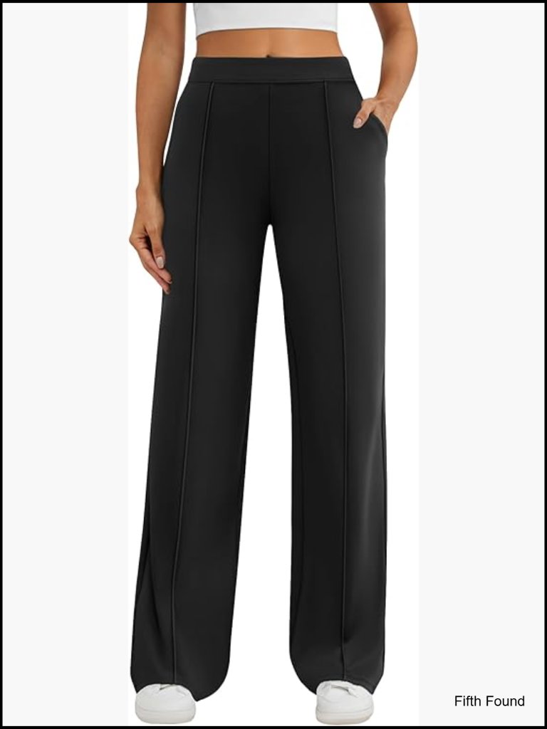 High Waist Wide Leg Dress Pants Business Casual Slacks Stretchy Pull On With